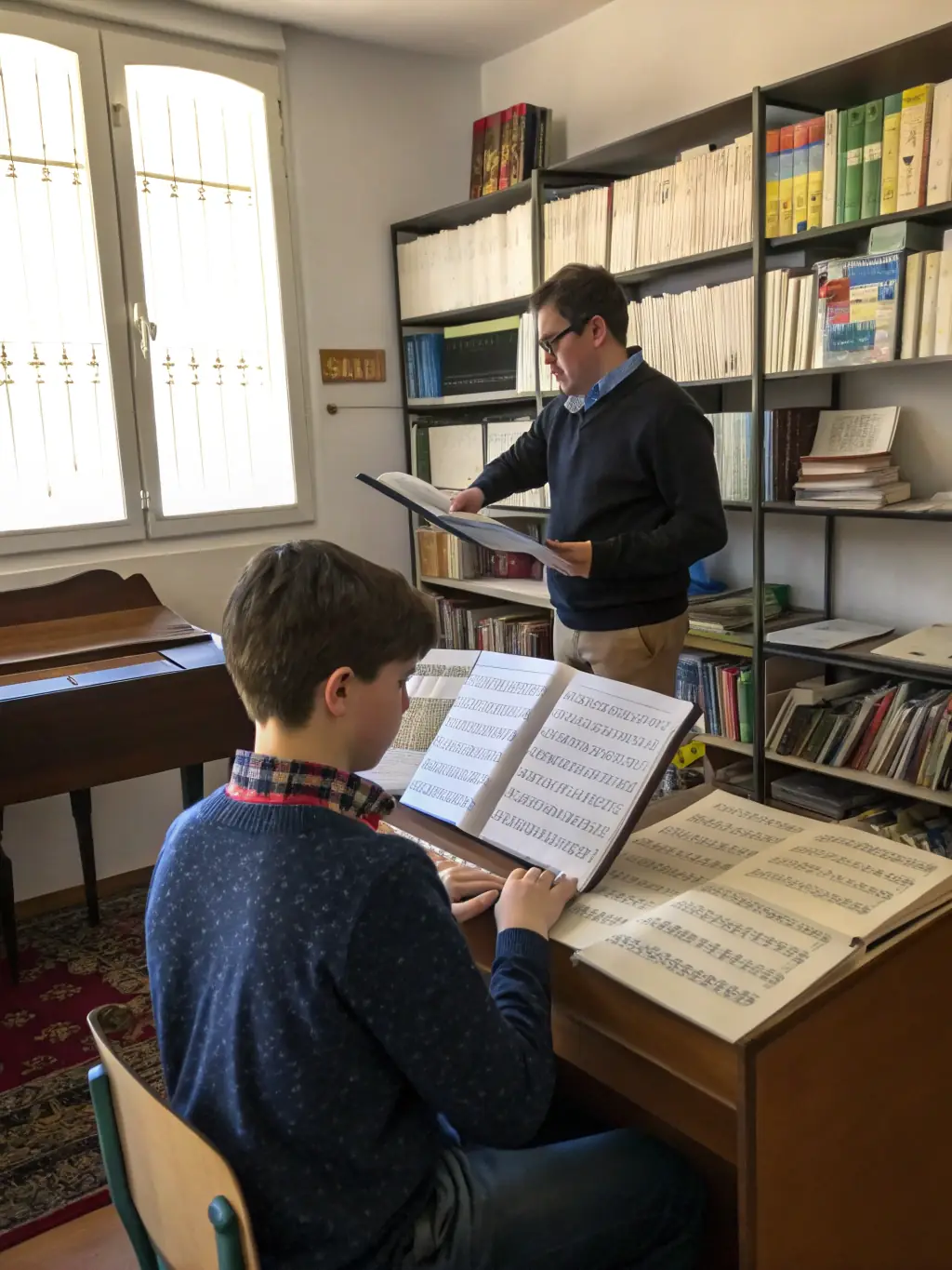 A classroom setting where students are learning about music theory and composition, highlighting MANAKIN MUSIC's educational initiatives.